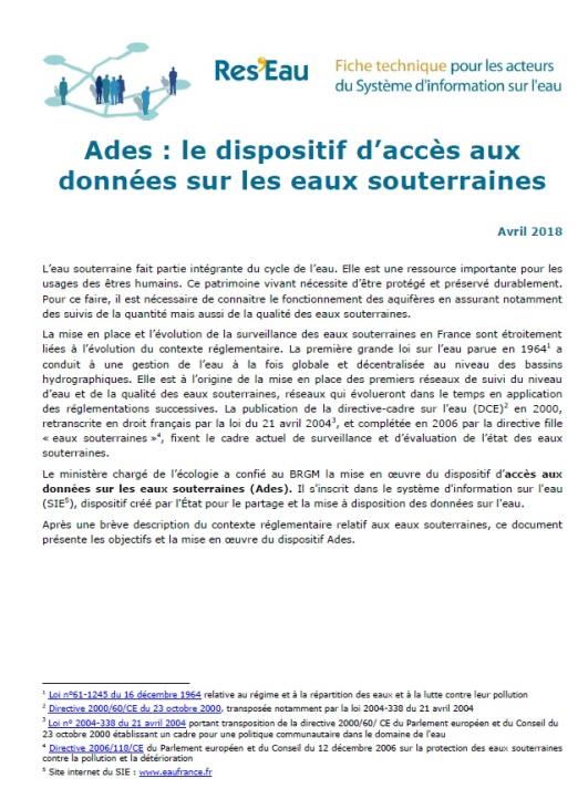 dispositif acces donnees eaux souterraines