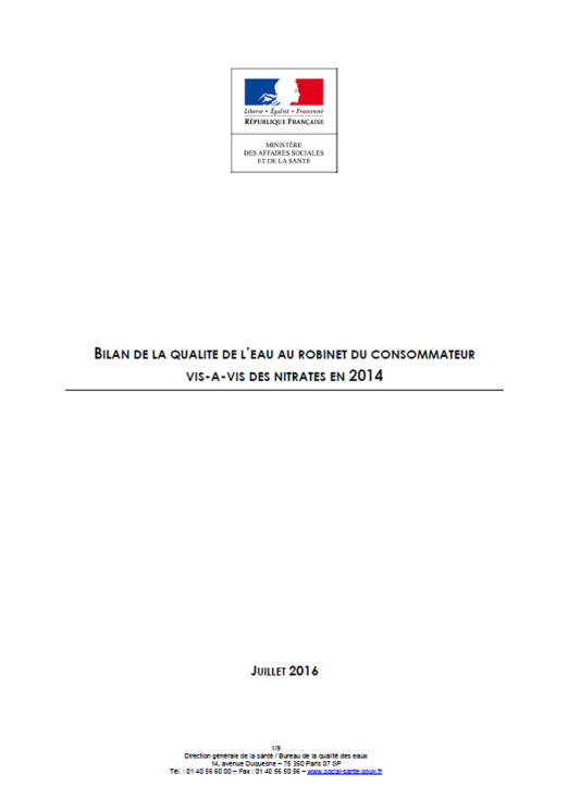 La qualité de l’eau potable vis-à-vis des nitrates (données 2014)
