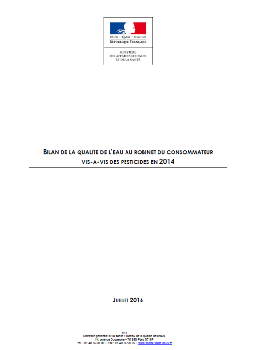 La qualité de l’eau potable vis-à-vis des pesticides (données 2013-2014)