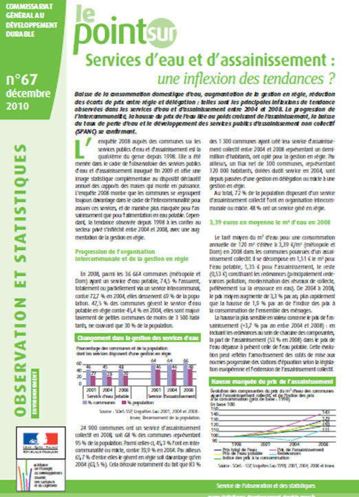 Services d’eau et d’assainissement : une inflexion des tendances